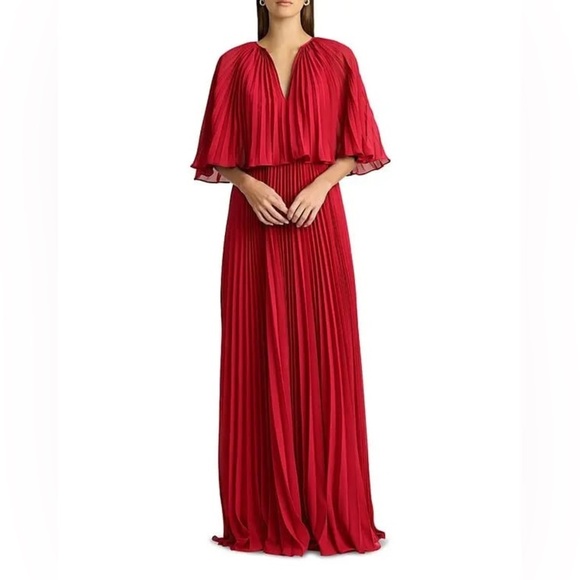 ZAC POSEN
Pleated Chiffon Cape Dress - Picture 5 of 16